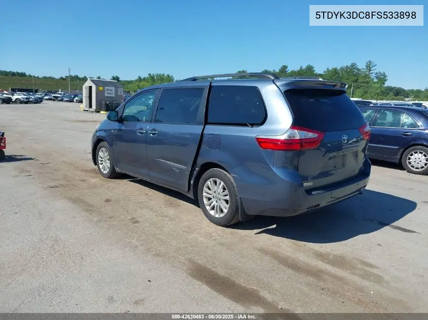 2015 Toyota Sienna Xle Premium 8 Passenger VIN: 5TDYK3DC8FS533898 Lot: 42630483