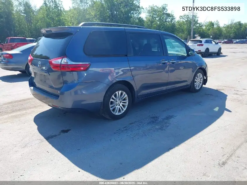 2015 Toyota Sienna Xle Premium 8 Passenger VIN: 5TDYK3DC8FS533898 Lot: 42630483