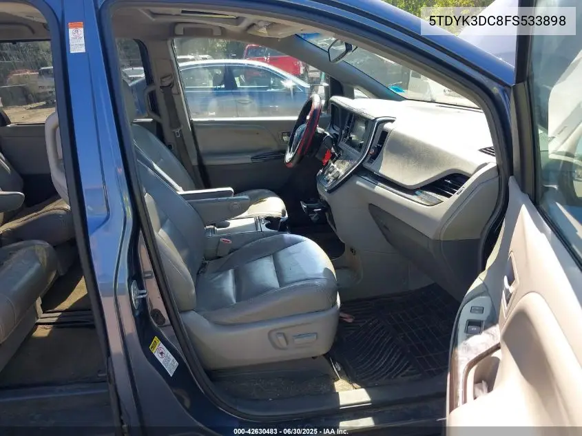 2015 Toyota Sienna Xle Premium 8 Passenger VIN: 5TDYK3DC8FS533898 Lot: 42630483