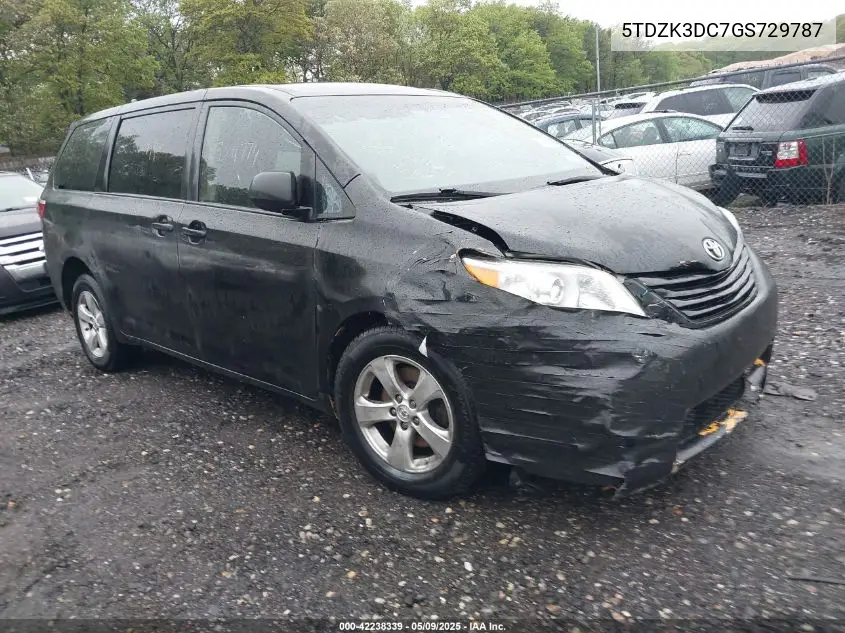 2016 Toyota Sienna L 7 Passenger VIN: 5TDZK3DC7GS729787 Lot: 42238339
