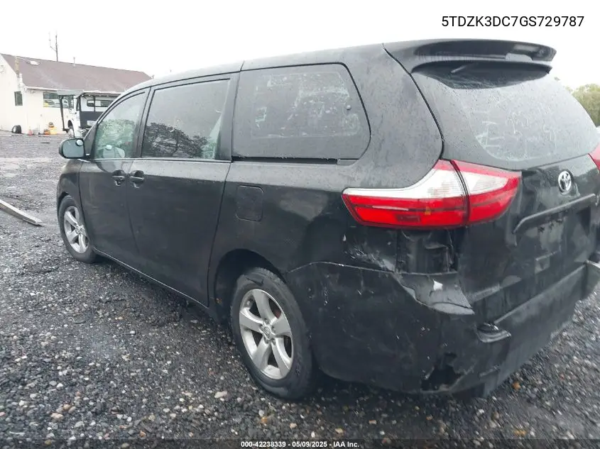 2016 Toyota Sienna L 7 Passenger VIN: 5TDZK3DC7GS729787 Lot: 42238339