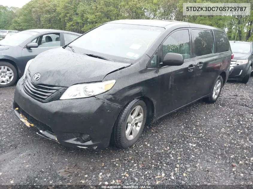2016 Toyota Sienna L 7 Passenger VIN: 5TDZK3DC7GS729787 Lot: 42238339