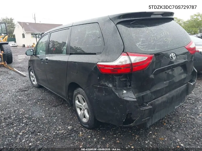 2016 Toyota Sienna L 7 Passenger VIN: 5TDZK3DC7GS729787 Lot: 42238339