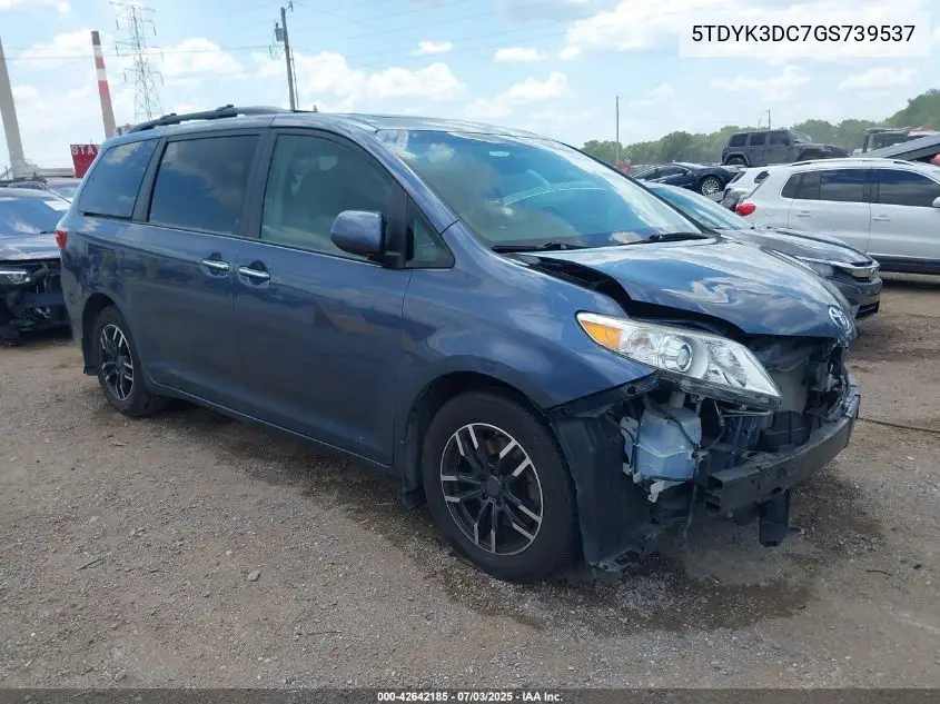 2016 Toyota Sienna Xle 8 Passenger VIN: 5TDYK3DC7GS739537 Lot: 42642185