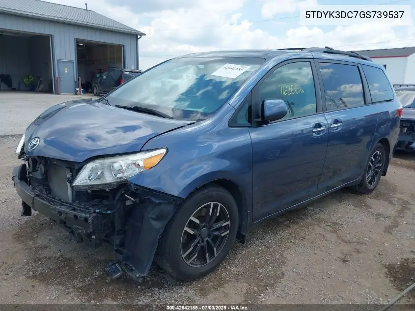 2016 Toyota Sienna Xle 8 Passenger VIN: 5TDYK3DC7GS739537 Lot: 42642185