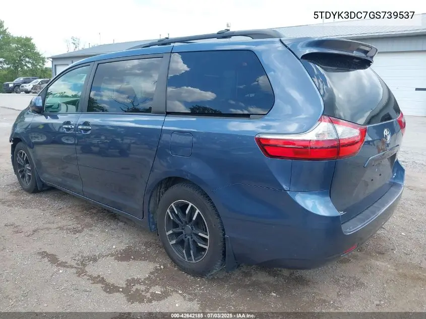 2016 Toyota Sienna Xle 8 Passenger VIN: 5TDYK3DC7GS739537 Lot: 42642185