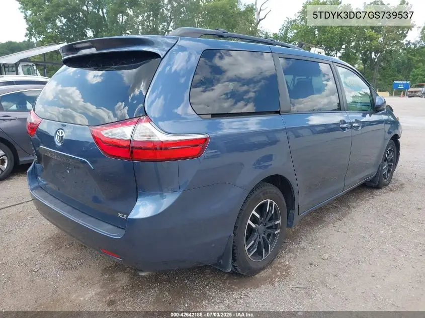 2016 Toyota Sienna Xle 8 Passenger VIN: 5TDYK3DC7GS739537 Lot: 42642185