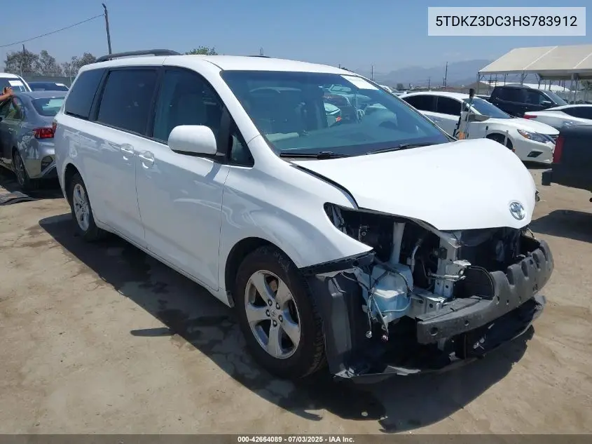 2017 Toyota Sienna Le 8 Passenger VIN: 5TDKZ3DC3HS783912 Lot: 42664089