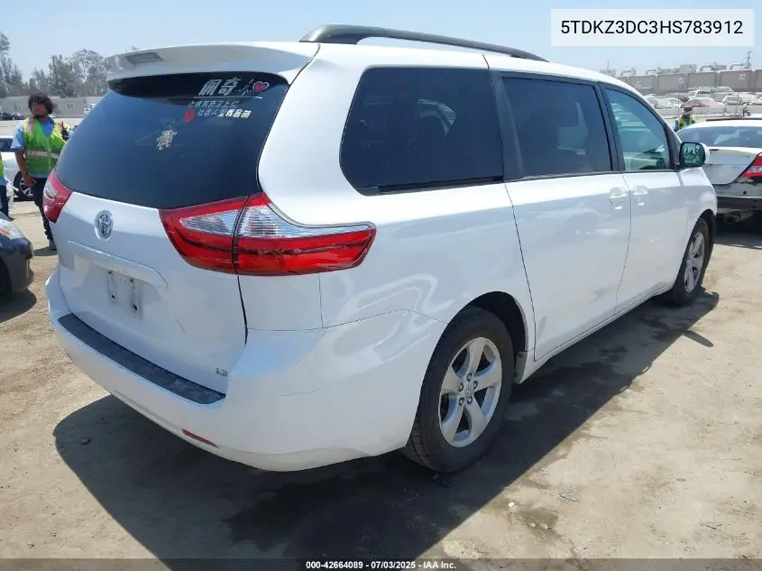 2017 Toyota Sienna Le 8 Passenger VIN: 5TDKZ3DC3HS783912 Lot: 42664089
