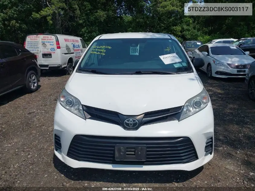 2019 Toyota Sienna L 7 Passenger VIN: 5TDZZ3DC8KS003117 Lot: 42623106