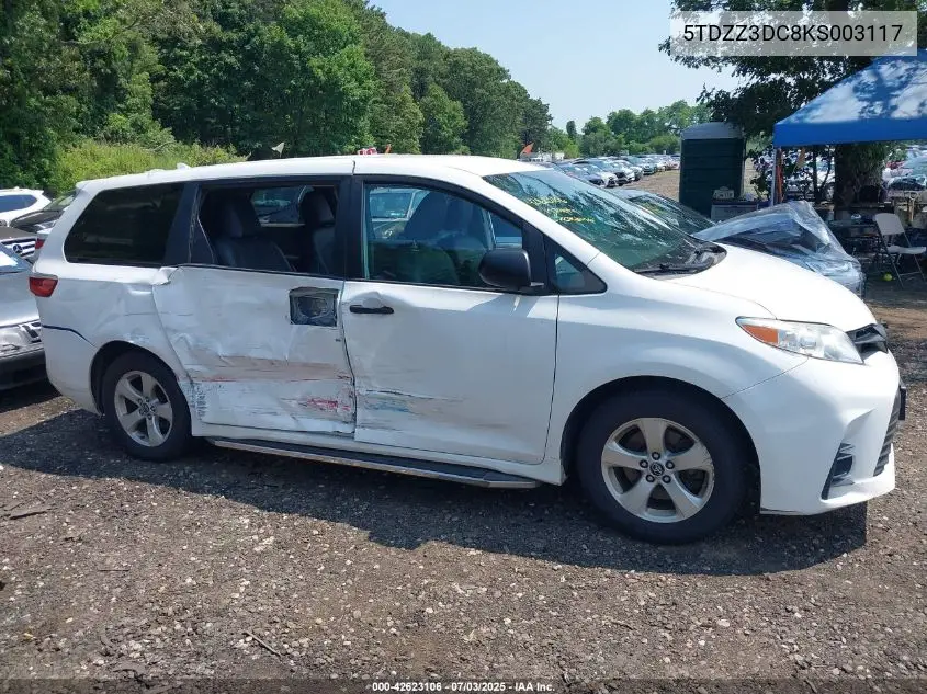 2019 Toyota Sienna L 7 Passenger VIN: 5TDZZ3DC8KS003117 Lot: 42623106