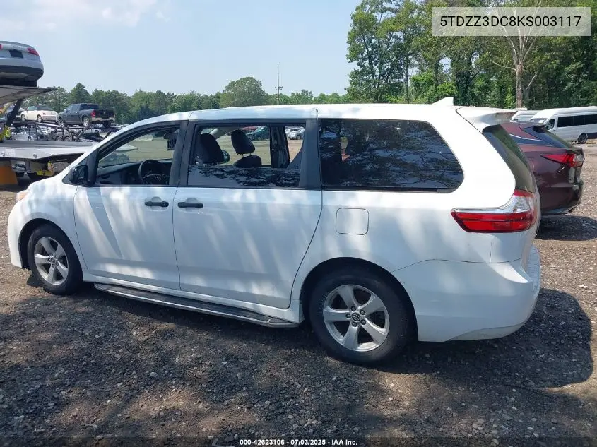 2019 Toyota Sienna L 7 Passenger VIN: 5TDZZ3DC8KS003117 Lot: 42623106