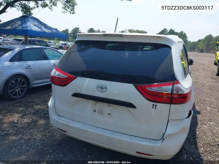 2019 Toyota Sienna L 7 Passenger VIN: 5TDZZ3DC8KS003117 Lot: 42623106