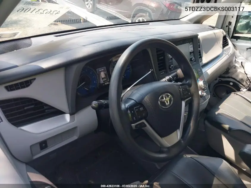 2019 Toyota Sienna L 7 Passenger VIN: 5TDZZ3DC8KS003117 Lot: 42623106