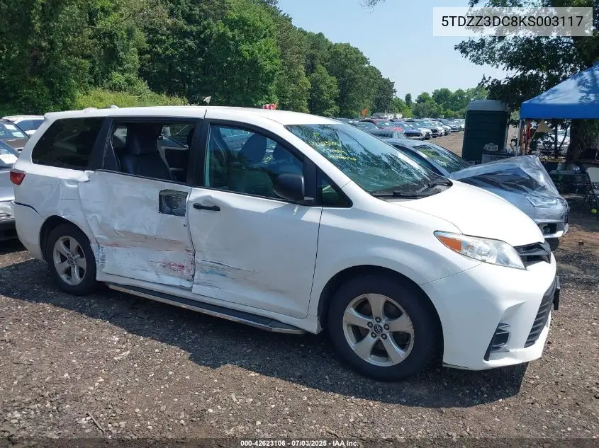 2019 Toyota Sienna L 7 Passenger VIN: 5TDZZ3DC8KS003117 Lot: 42623106