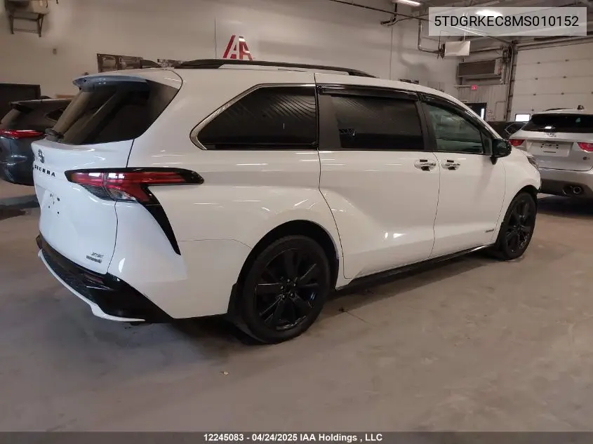 2021 Toyota Sienna Le/Xle/Xse/Limited/Platinum VIN: 5TDGRKEC8MS010152 Lot: 12245083