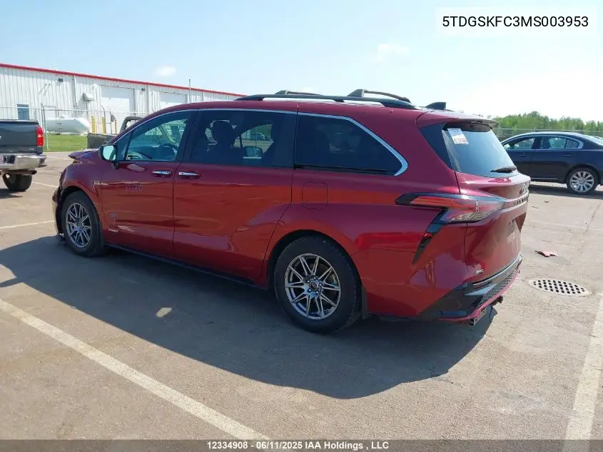 2021 Toyota Sienna Xse 7-Passenger VIN: 5TDGSKFC3MS003953 Lot: 12334908