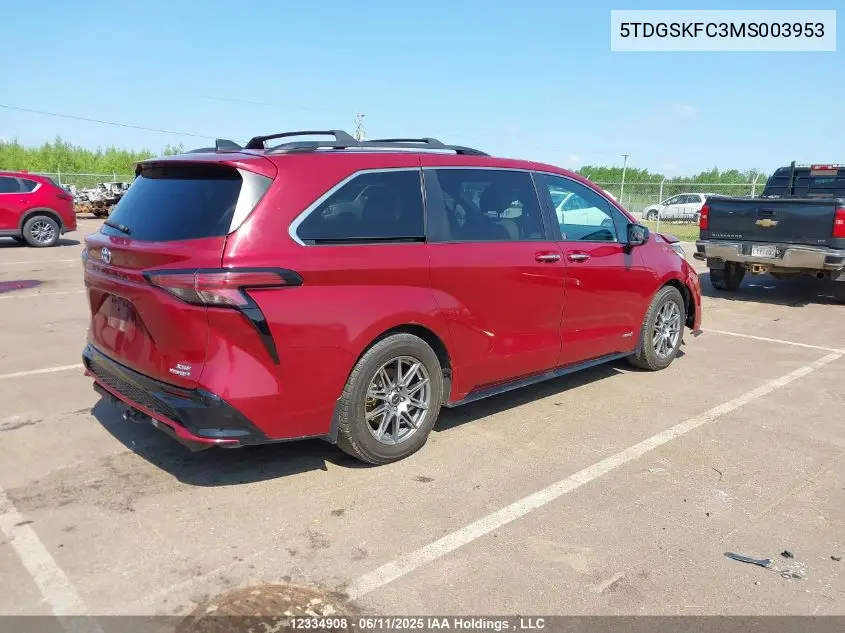 2021 Toyota Sienna Xse 7-Passenger VIN: 5TDGSKFC3MS003953 Lot: 12334908