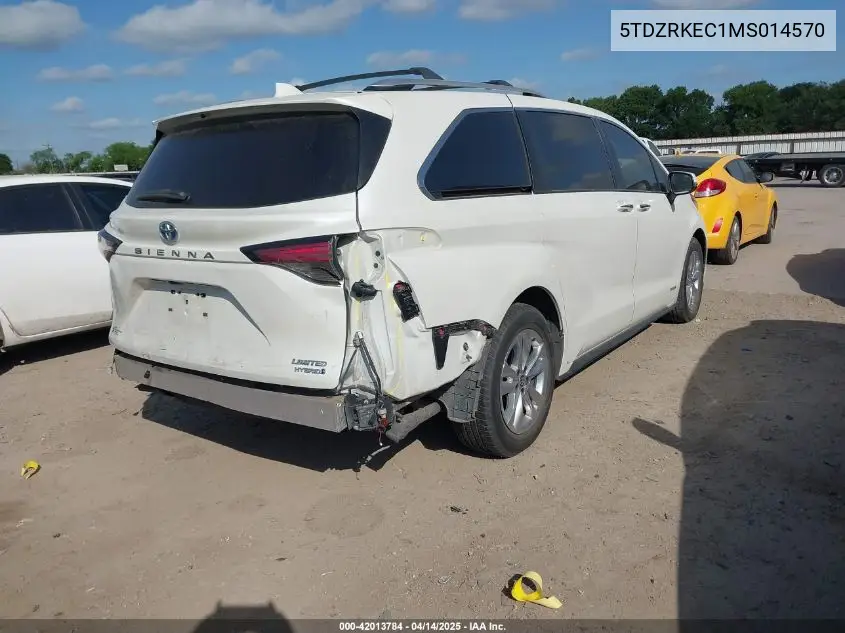 2021 Toyota Sienna Limited VIN: 5TDZRKEC1MS014570 Lot: 42013784