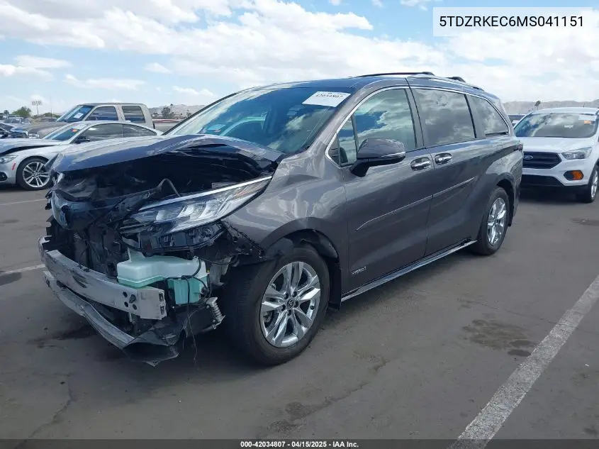 2021 Toyota Sienna Limited VIN: 5TDZRKEC6MS041151 Lot: 42034807