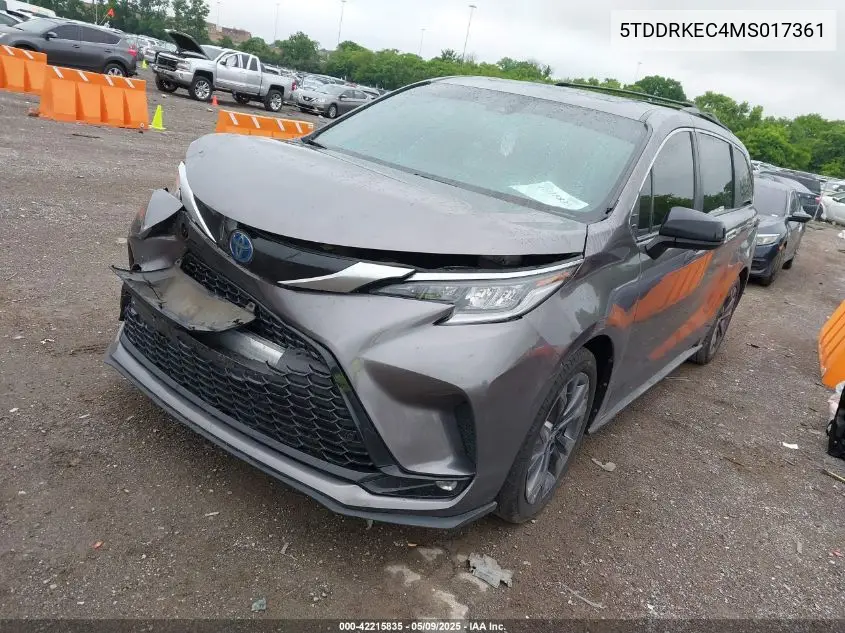 2021 Toyota Sienna Xse VIN: 5TDDRKEC4MS017361 Lot: 42215835