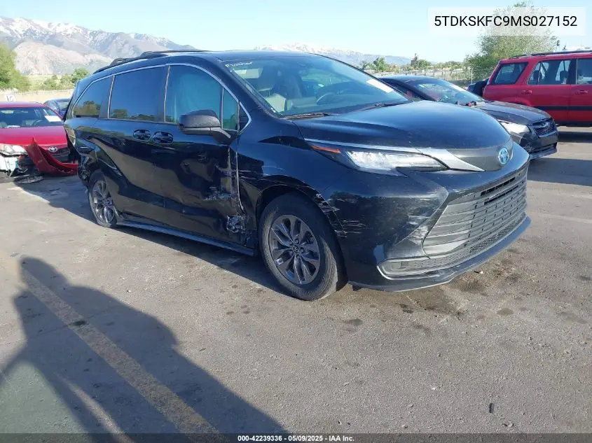 2021 Toyota Sienna Le VIN: 5TDKSKFC9MS027152 Lot: 42239336