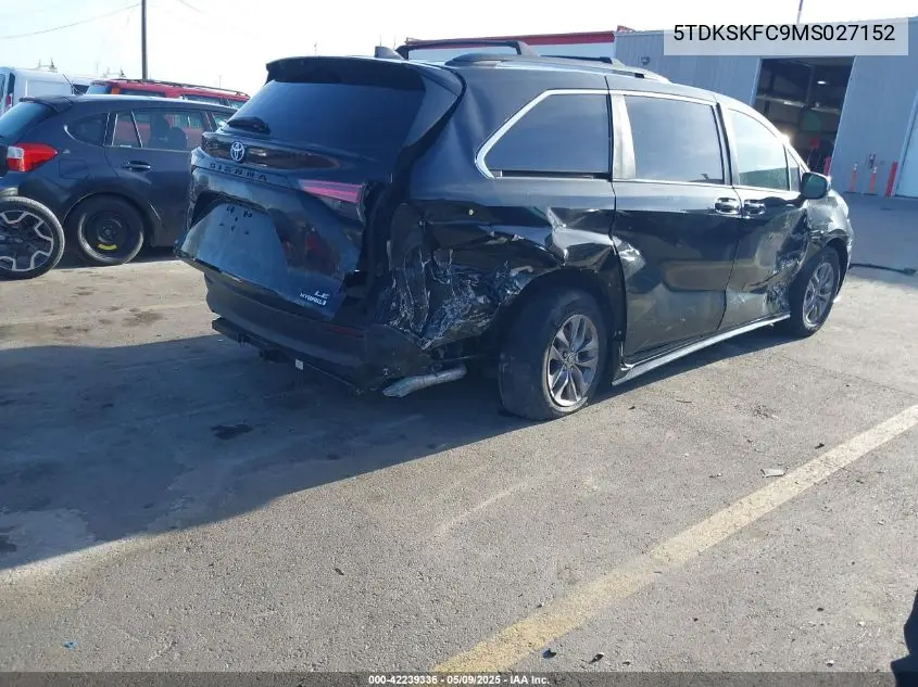 2021 Toyota Sienna Le VIN: 5TDKSKFC9MS027152 Lot: 42239336