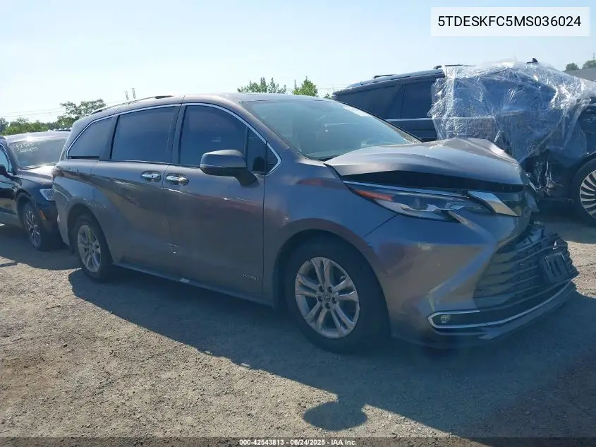 2021 Toyota Sienna Platinum VIN: 5TDESKFC5MS036024 Lot: 42543813