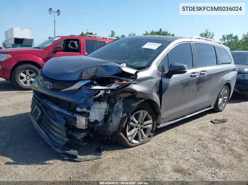 2021 Toyota Sienna Platinum VIN: 5TDESKFC5MS036024 Lot: 42543813