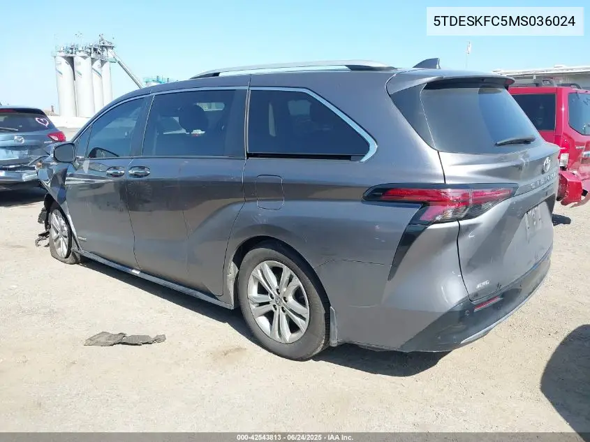 2021 Toyota Sienna Platinum VIN: 5TDESKFC5MS036024 Lot: 42543813