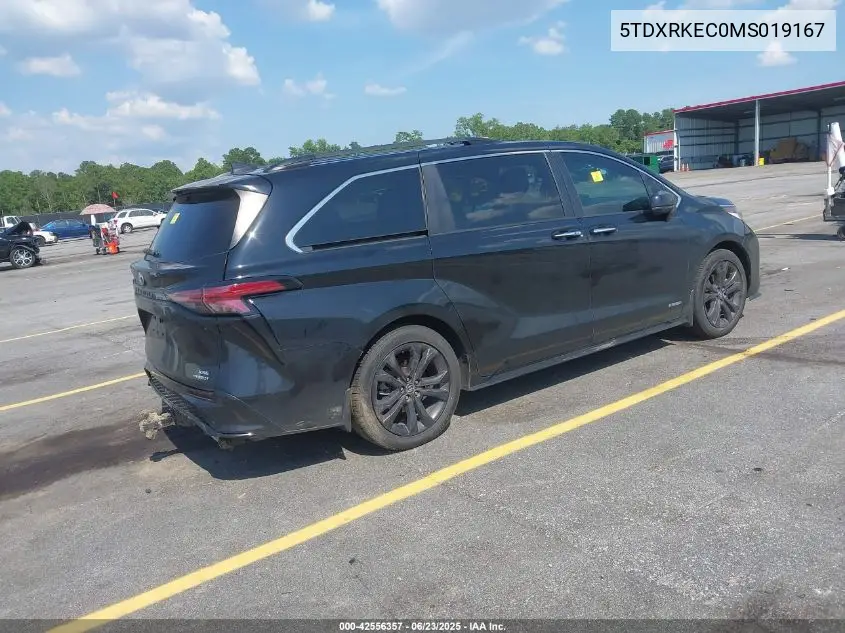 2021 Toyota Sienna Xse VIN: 5TDXRKEC0MS019167 Lot: 42556357