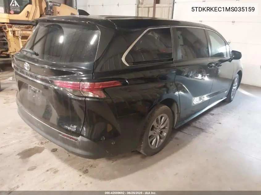 2021 Toyota Sienna Le VIN: 5TDKRKEC1MS035159 Lot: 42559692