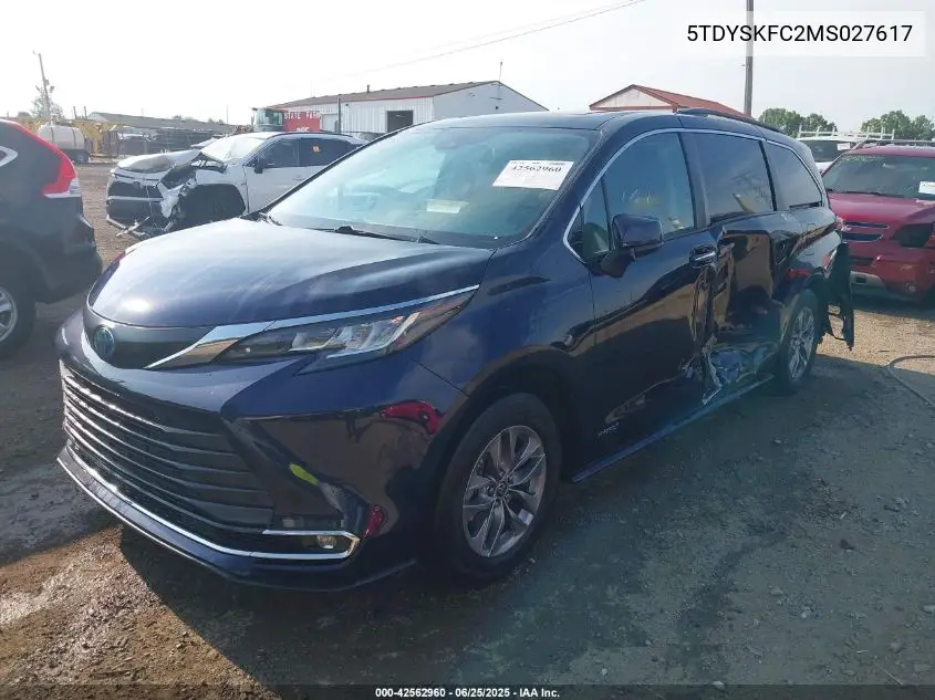 2021 Toyota Sienna Xle VIN: 5TDYSKFC2MS027617 Lot: 42562960