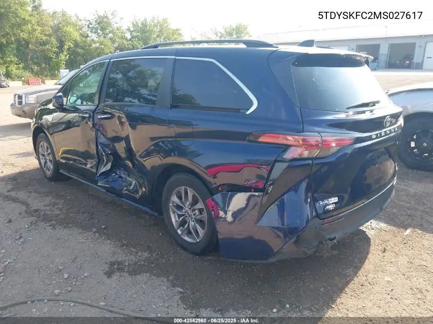 2021 Toyota Sienna Xle VIN: 5TDYSKFC2MS027617 Lot: 42562960