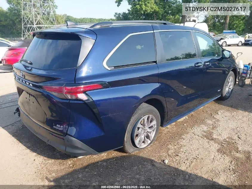 2021 Toyota Sienna Xle VIN: 5TDYSKFC2MS027617 Lot: 42562960