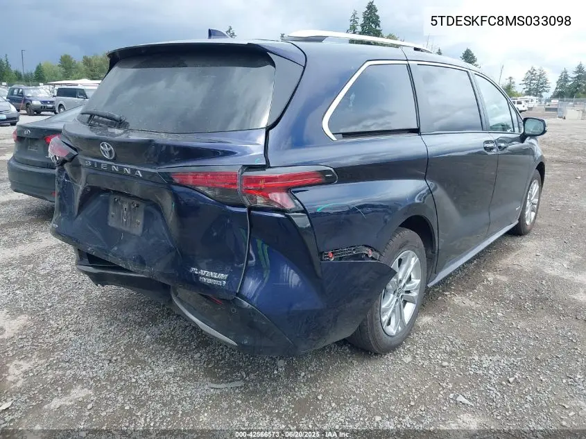 2021 Toyota Sienna Platinum VIN: 5TDESKFC8MS033098 Lot: 42566573