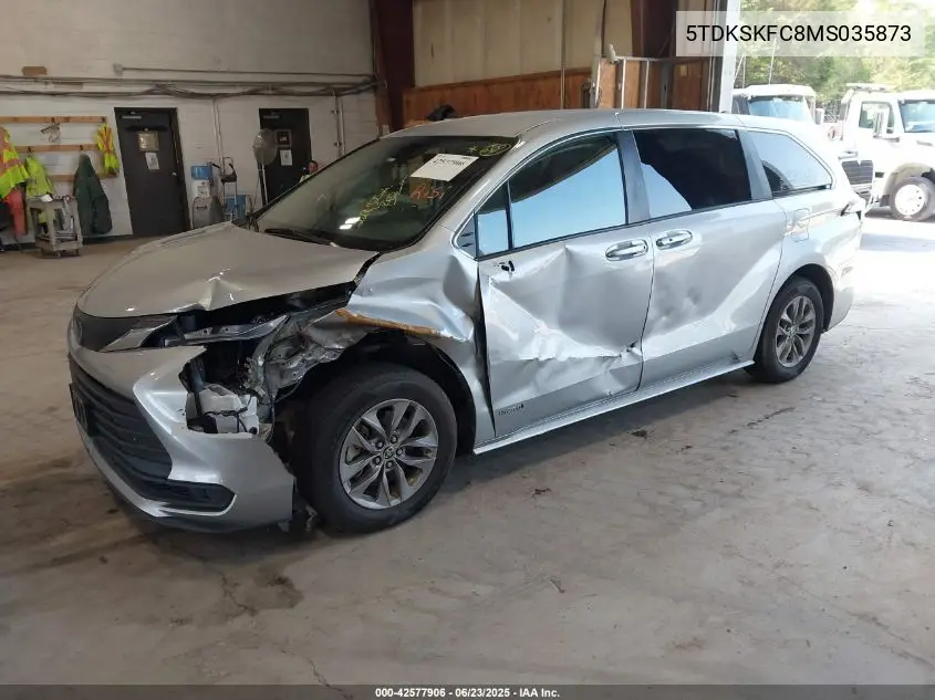 2021 Toyota Sienna Le VIN: 5TDKSKFC8MS035873 Lot: 42577906