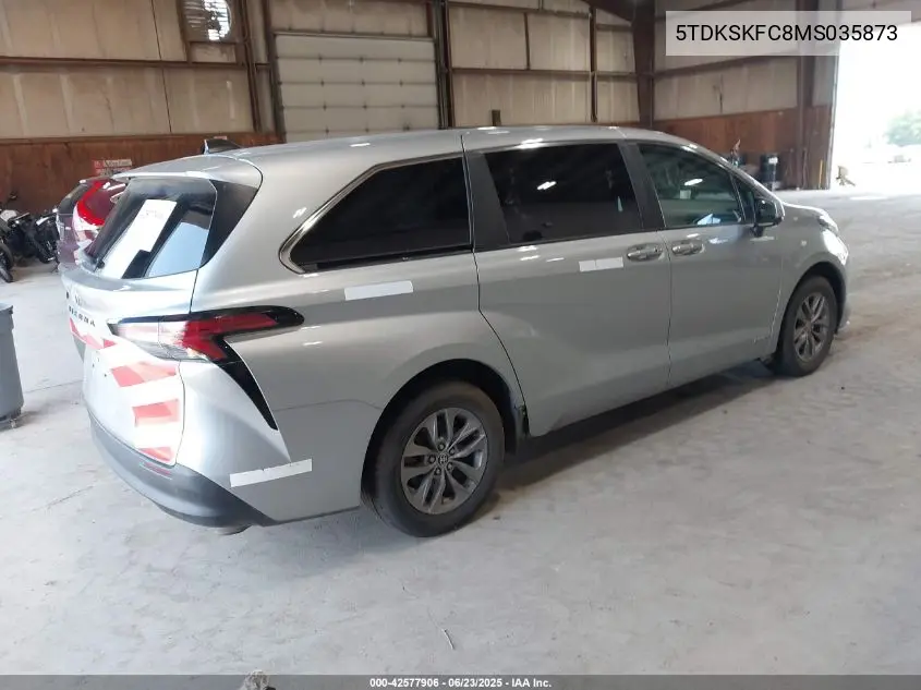 2021 Toyota Sienna Le VIN: 5TDKSKFC8MS035873 Lot: 42577906