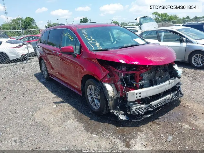 2021 Toyota Sienna Xle VIN: 5TDYSKFC5MS018541 Lot: 42579671