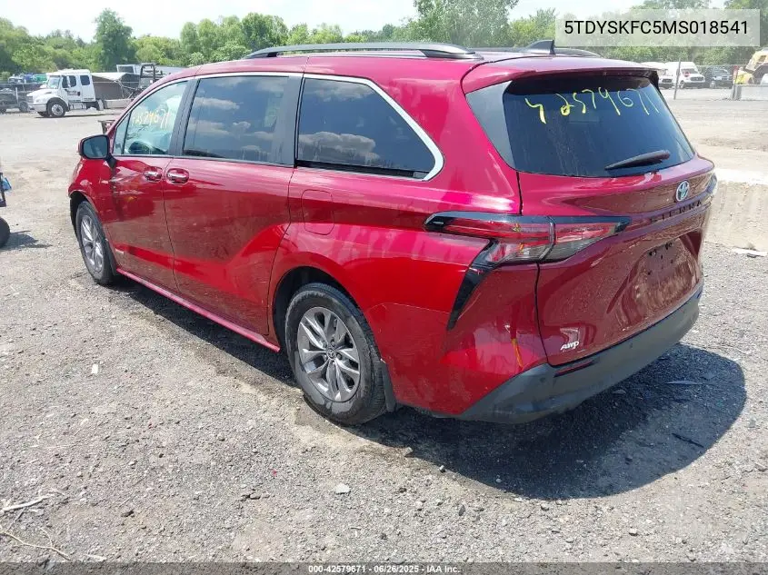 2021 Toyota Sienna Xle VIN: 5TDYSKFC5MS018541 Lot: 42579671