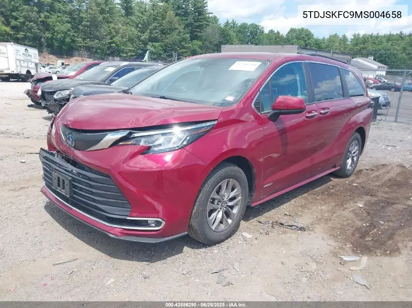 2021 Toyota Sienna Xle VIN: 5TDJSKFC9MS004658 Lot: 42586290