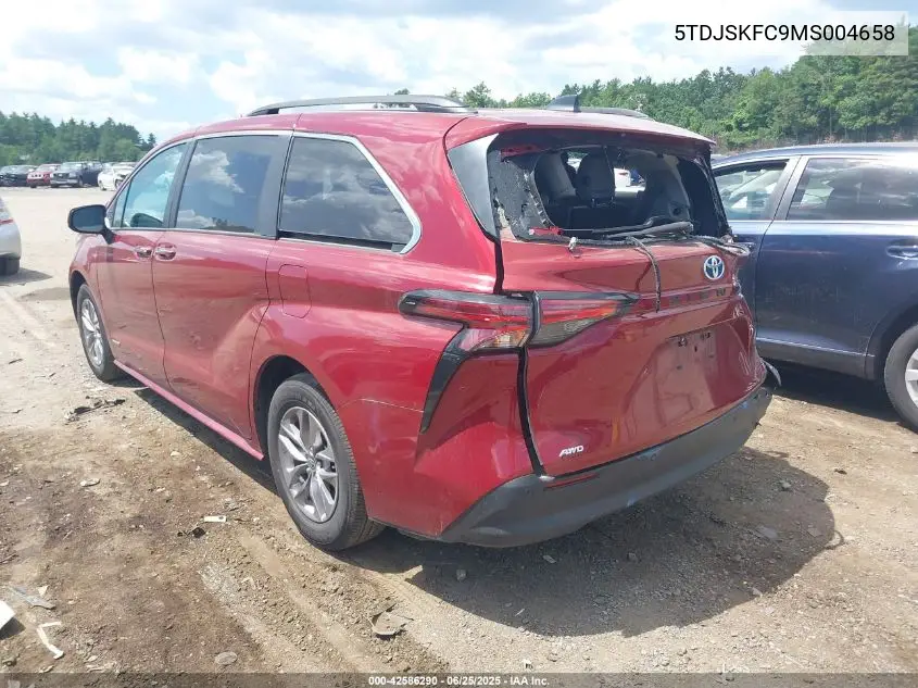 2021 Toyota Sienna Xle VIN: 5TDJSKFC9MS004658 Lot: 42586290