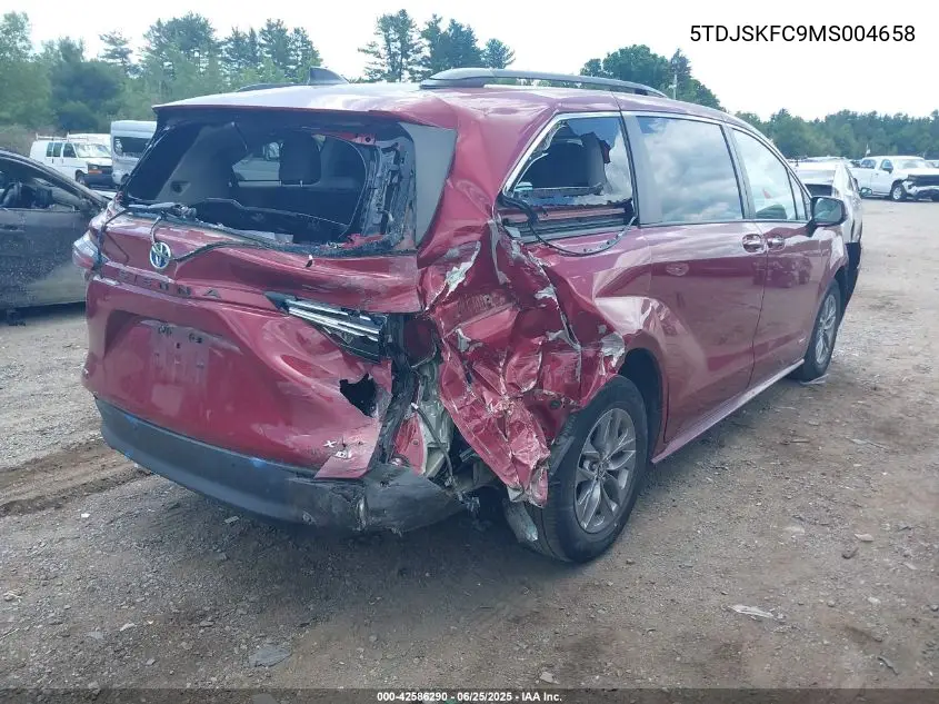 2021 Toyota Sienna Xle VIN: 5TDJSKFC9MS004658 Lot: 42586290