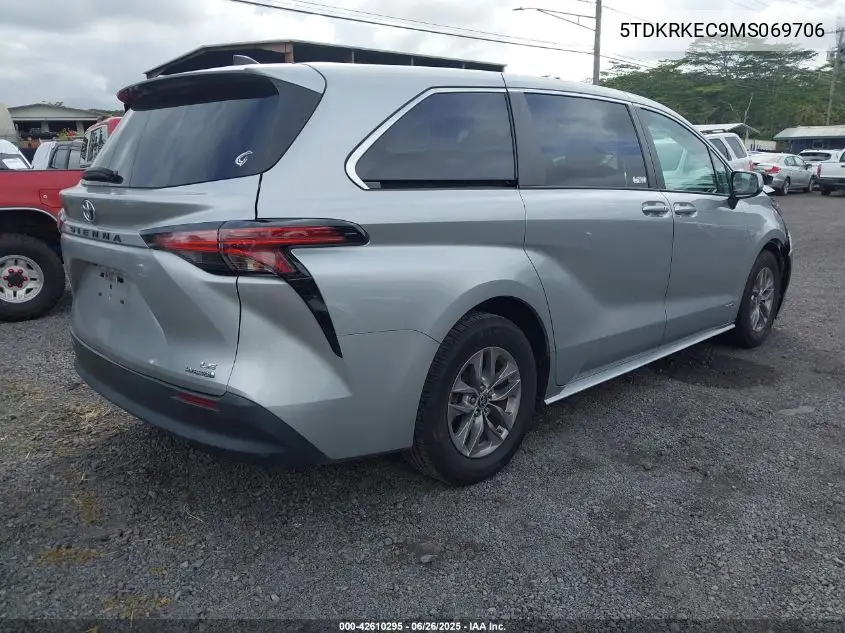 2021 Toyota Sienna Le VIN: 5TDKRKEC9MS069706 Lot: 42610295