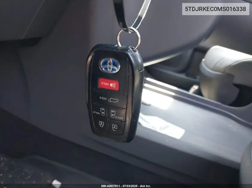 2021 Toyota Sienna Xle VIN: 5TDJRKEC0MS016338 Lot: 42637511