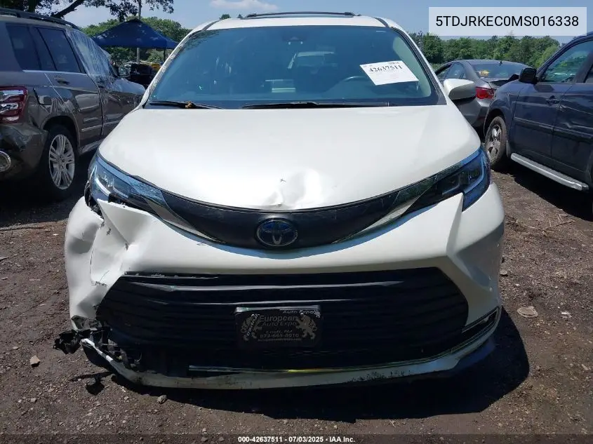 2021 Toyota Sienna Xle VIN: 5TDJRKEC0MS016338 Lot: 42637511