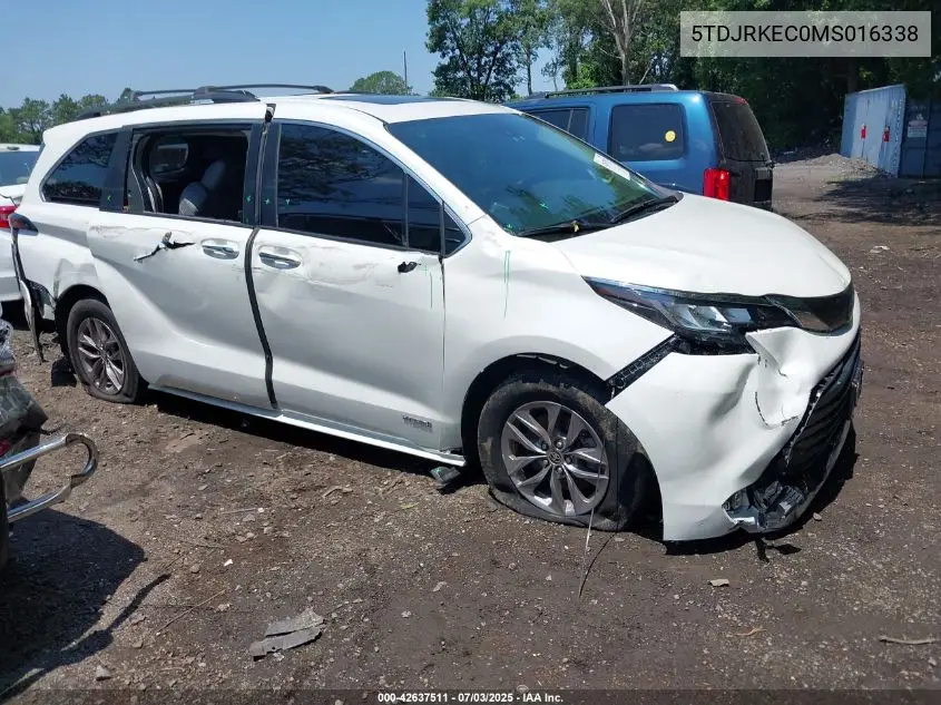 2021 Toyota Sienna Xle VIN: 5TDJRKEC0MS016338 Lot: 42637511