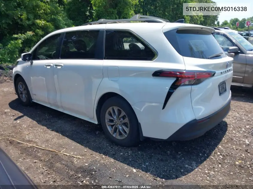 2021 Toyota Sienna Xle VIN: 5TDJRKEC0MS016338 Lot: 42637511