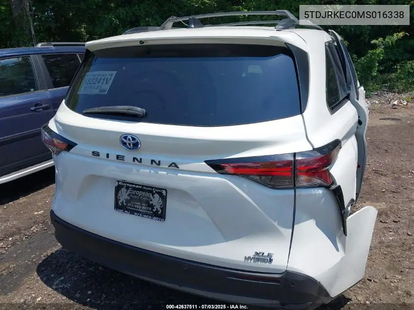 2021 Toyota Sienna Xle VIN: 5TDJRKEC0MS016338 Lot: 42637511
