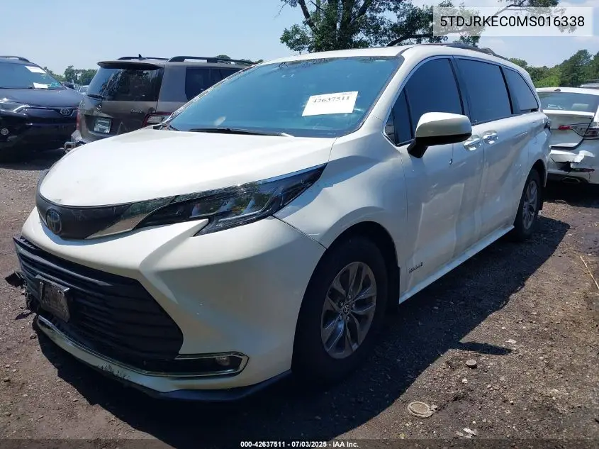 2021 Toyota Sienna Xle VIN: 5TDJRKEC0MS016338 Lot: 42637511